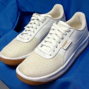 Puma California White and Tan Sneakers